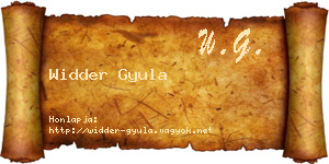 Widder Gyula névjegykártya